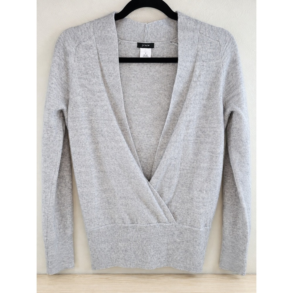 J.Crew Wool Cashmere Blend Surplice Wrap Sweater Gray Small